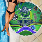 Canberra Raiders Rugby Beach Blanket Australian Aboriginal Dot Painting Style
