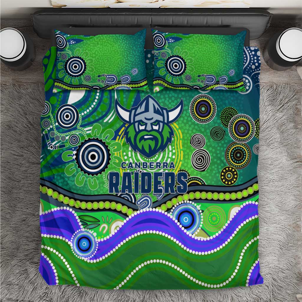 Canberra Raiders Rugby Bedding Set Australian Aboriginal Dot Painting Style