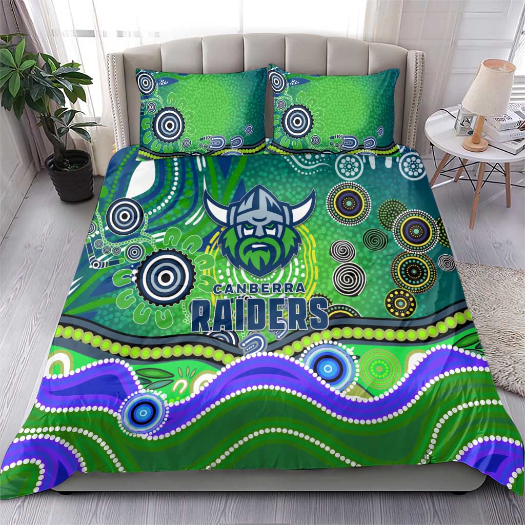 Canberra Raiders Rugby Bedding Set Australian Aboriginal Dot Painting Style