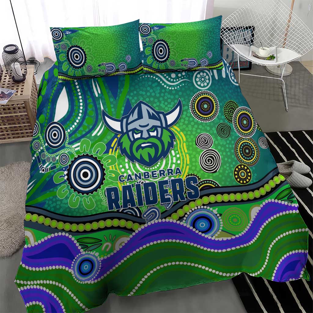 Canberra Raiders Rugby Bedding Set Australian Aboriginal Dot Painting Style
