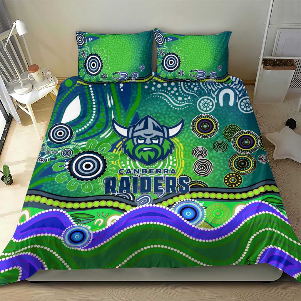 Canberra Raiders Rugby Bedding Set Australian Aboriginal Dot Painting Style