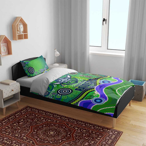 Canberra Raiders Rugby Bedding Set Australian Aboriginal Dot Painting Style