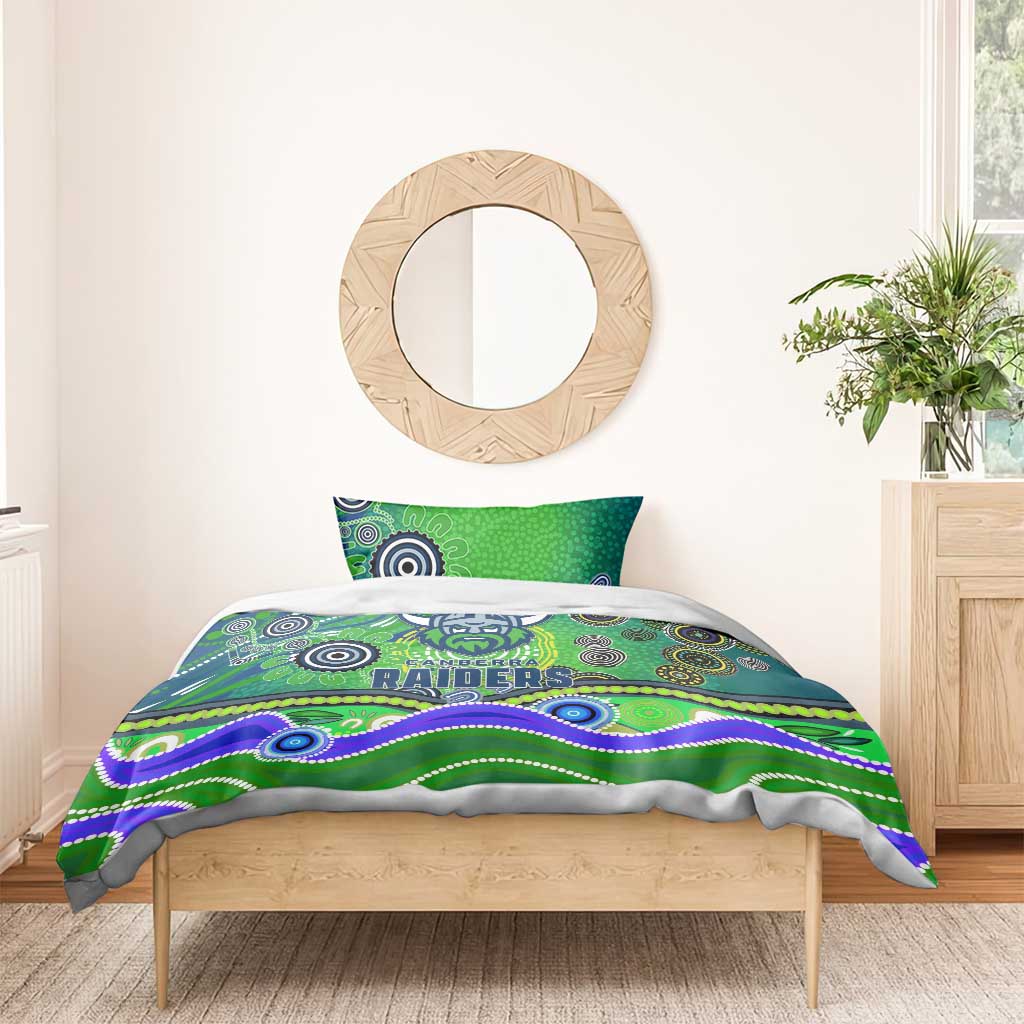 Canberra Raiders Rugby Bedding Set Australian Aboriginal Dot Painting Style