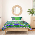 Canberra Raiders Rugby Bedding Set Australian Aboriginal Dot Painting Style