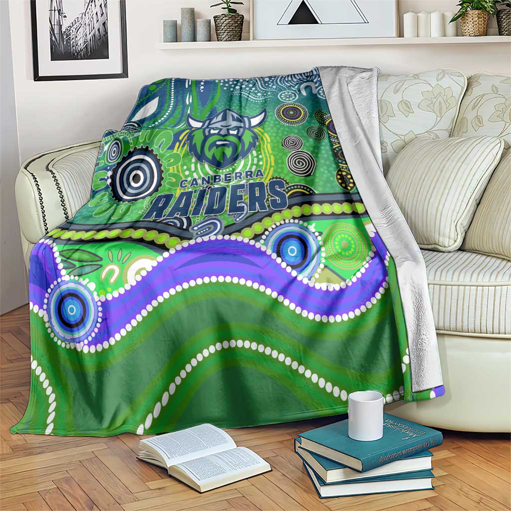Canberra Raiders Rugby Blanket Australian Aboriginal Dot Painting Style