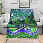 Canberra Raiders Rugby Blanket Australian Aboriginal Dot Painting Style