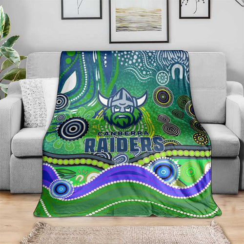 Canberra Raiders Rugby Blanket Australian Aboriginal Dot Painting Style