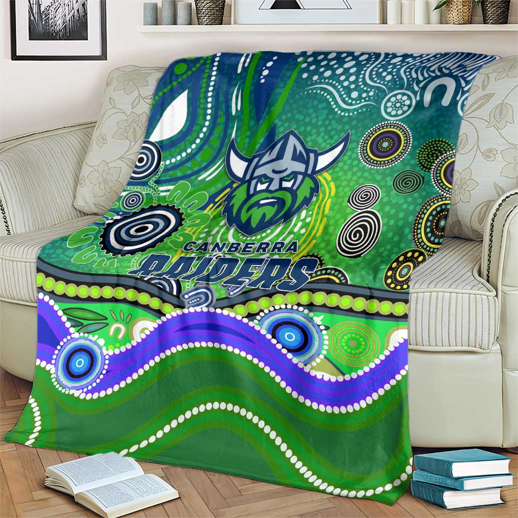 Canberra Raiders Rugby Blanket Australian Aboriginal Dot Painting Style
