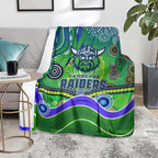 Canberra Raiders Rugby Blanket Australian Aboriginal Dot Painting Style