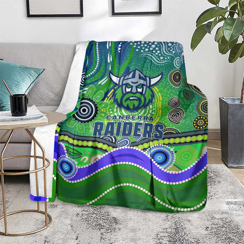 Canberra Raiders Rugby Blanket Australian Aboriginal Dot Painting Style