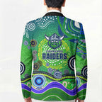 Canberra Raiders Rugby Blazer Australian Aboriginal Dot Painting Style