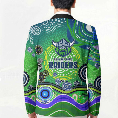 Canberra Raiders Rugby Blazer Australian Aboriginal Dot Painting Style