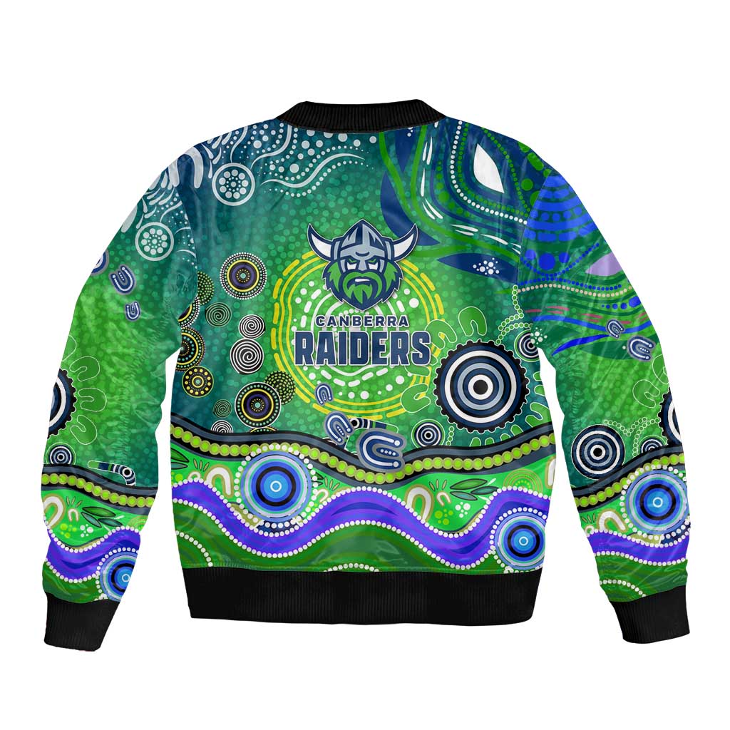Canberra Raiders Rugby Bomber Jacket Australian Aboriginal Dot Painting Style