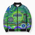Canberra Raiders Rugby Bomber Puffer Jacket Australian Aboriginal Dot Painting Style