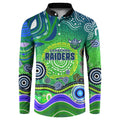 Canberra Raiders Rugby Button Sweatshirt Australian Aboriginal Dot Painting Style