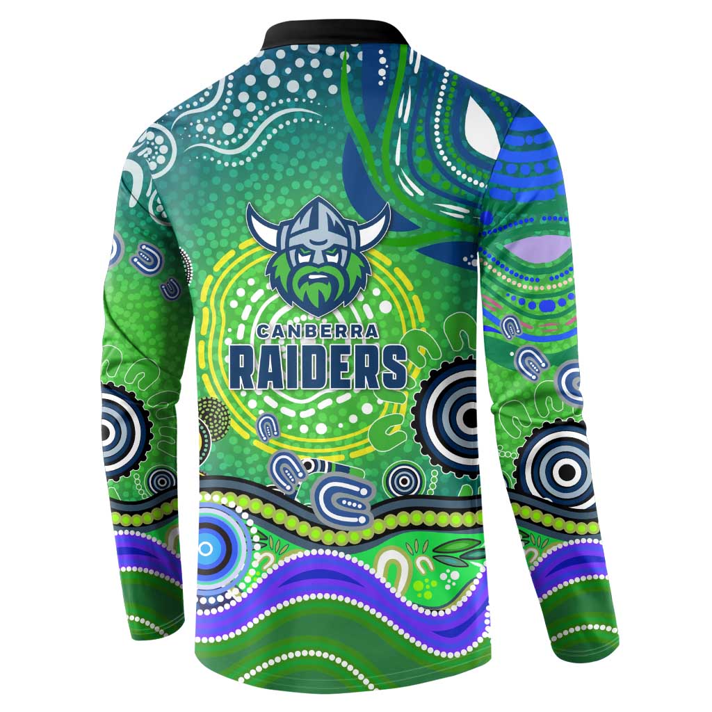 Canberra Raiders Rugby Button Sweatshirt Australian Aboriginal Dot Painting Style