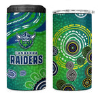 Canberra Raiders Rugby 4 in 1 Can Cooler Tumbler Australian Aboriginal Dot Painting Style