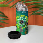 Canberra Raiders Rugby 4 in 1 Can Cooler Tumbler Australian Aboriginal Dot Painting Style