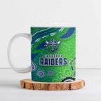 Canberra Raiders Rugby Ceramic Mug Australian Aboriginal Dot Painting Style