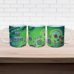 Canberra Raiders Rugby Ceramic Mug Australian Aboriginal Dot Painting Style