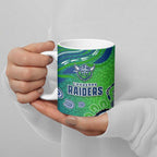 Canberra Raiders Rugby Ceramic Mug Australian Aboriginal Dot Painting Style