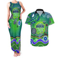 Canberra Raiders Rugby Couples Matching Tank Maxi Dress and Hawaiian Shirt Australian Aboriginal Dot Painting Style