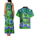 Canberra Raiders Rugby Couples Matching Tank Maxi Dress and Hawaiian Shirt Australian Aboriginal Dot Painting Style