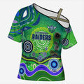 Canberra Raiders Rugby Cross Shoulder Shirt Australian Aboriginal Dot Painting Style