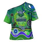 Canberra Raiders Rugby Cross Shoulder Shirt Australian Aboriginal Dot Painting Style