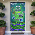 Canberra Raiders Rugby Door Cover Australian Aboriginal Dot Painting Style
