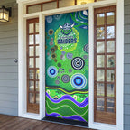 Canberra Raiders Rugby Door Cover Australian Aboriginal Dot Painting Style