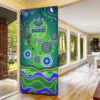 Canberra Raiders Rugby Door Cover Australian Aboriginal Dot Painting Style