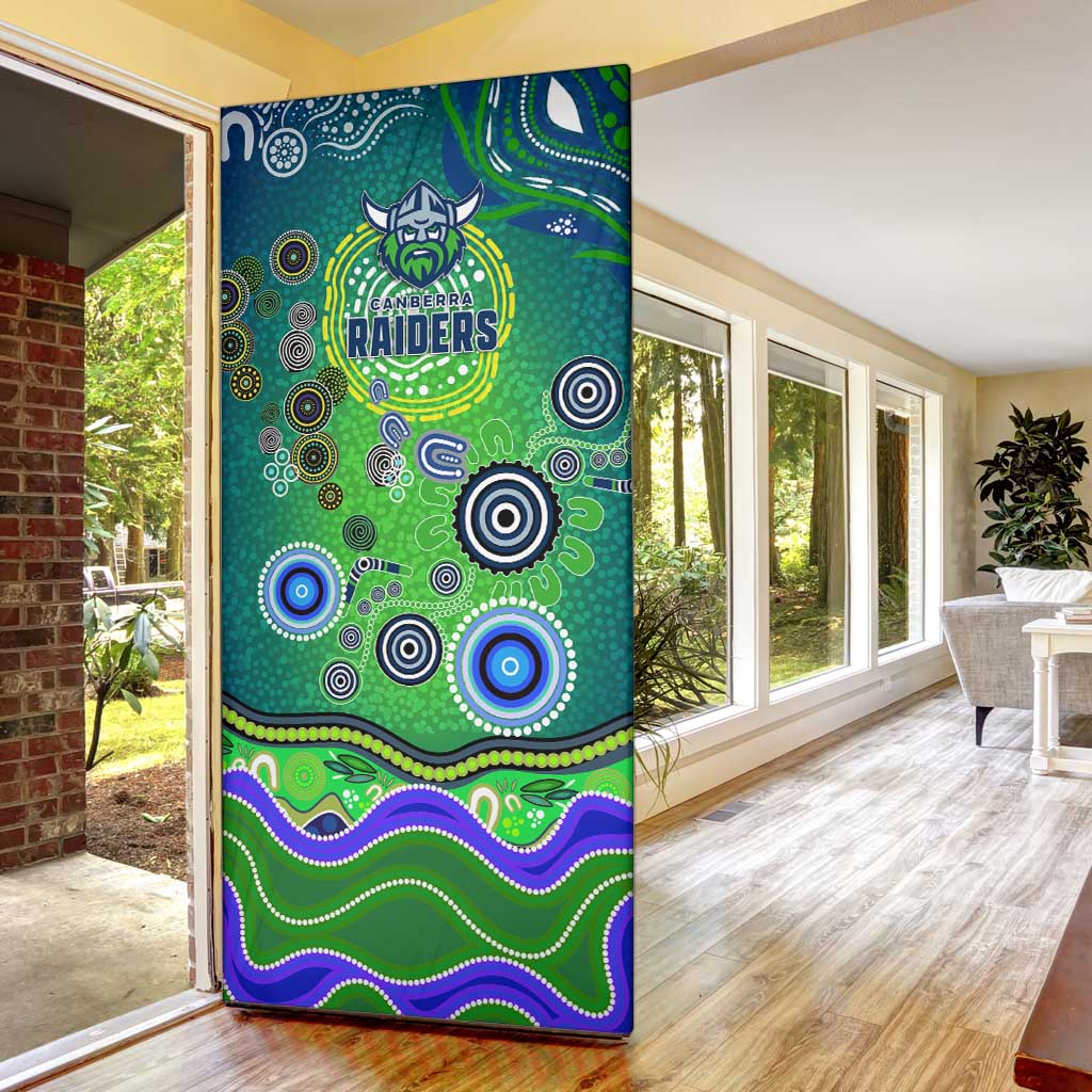 Canberra Raiders Rugby Door Cover Australian Aboriginal Dot Painting Style