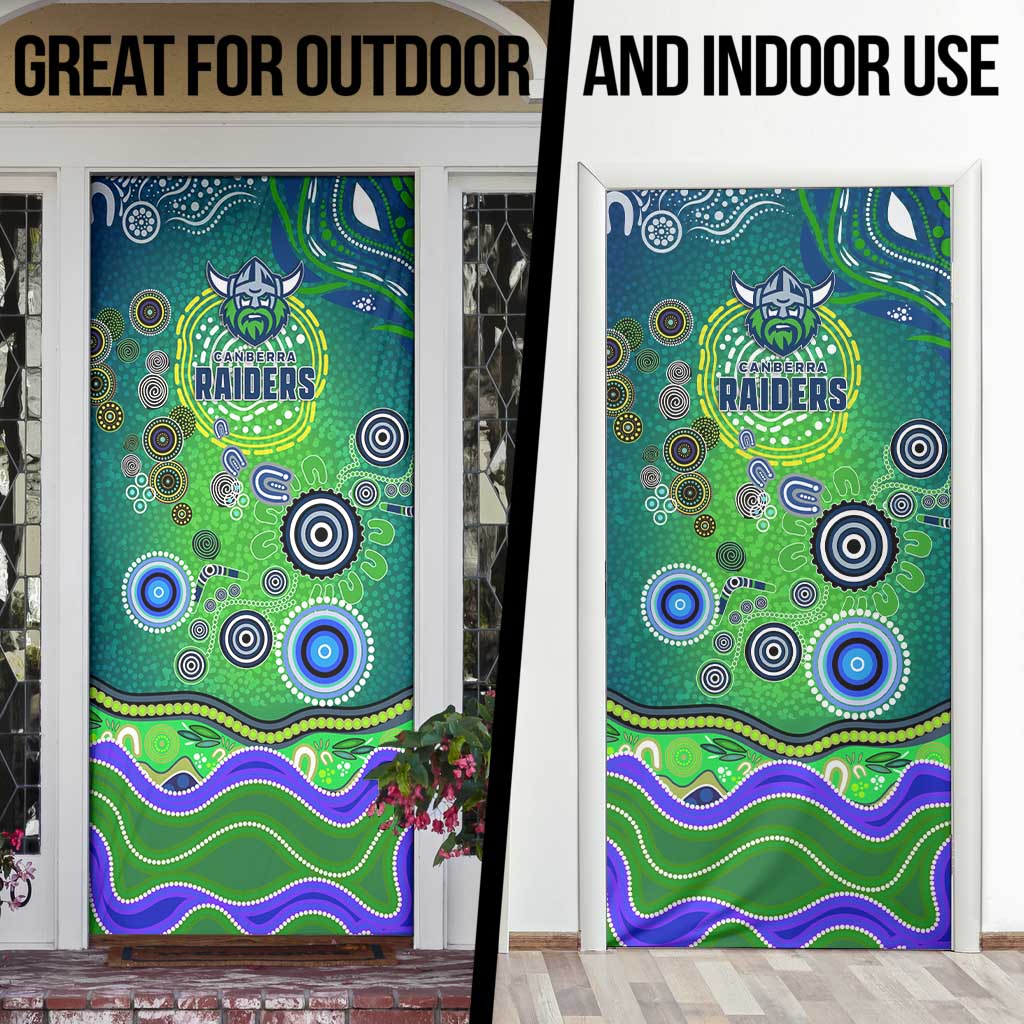 Canberra Raiders Rugby Door Cover Australian Aboriginal Dot Painting Style