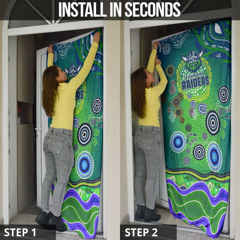 Canberra Raiders Rugby Door Cover Australian Aboriginal Dot Painting Style