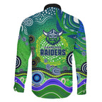 Canberra Raiders Rugby Family Matching Mermaid Dress and Hawaiian Shirt Australian Aboriginal Dot Painting Style