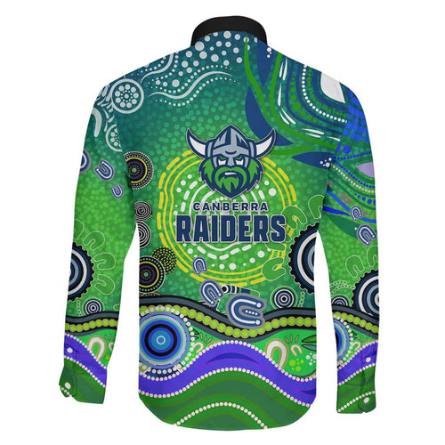 Canberra Raiders Rugby Family Matching Mermaid Dress and Hawaiian Shirt Australian Aboriginal Dot Painting Style
