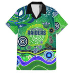 Canberra Raiders Rugby Family Matching Off Shoulder Maxi Dress and Hawaiian Shirt Australian Aboriginal Dot Painting Style