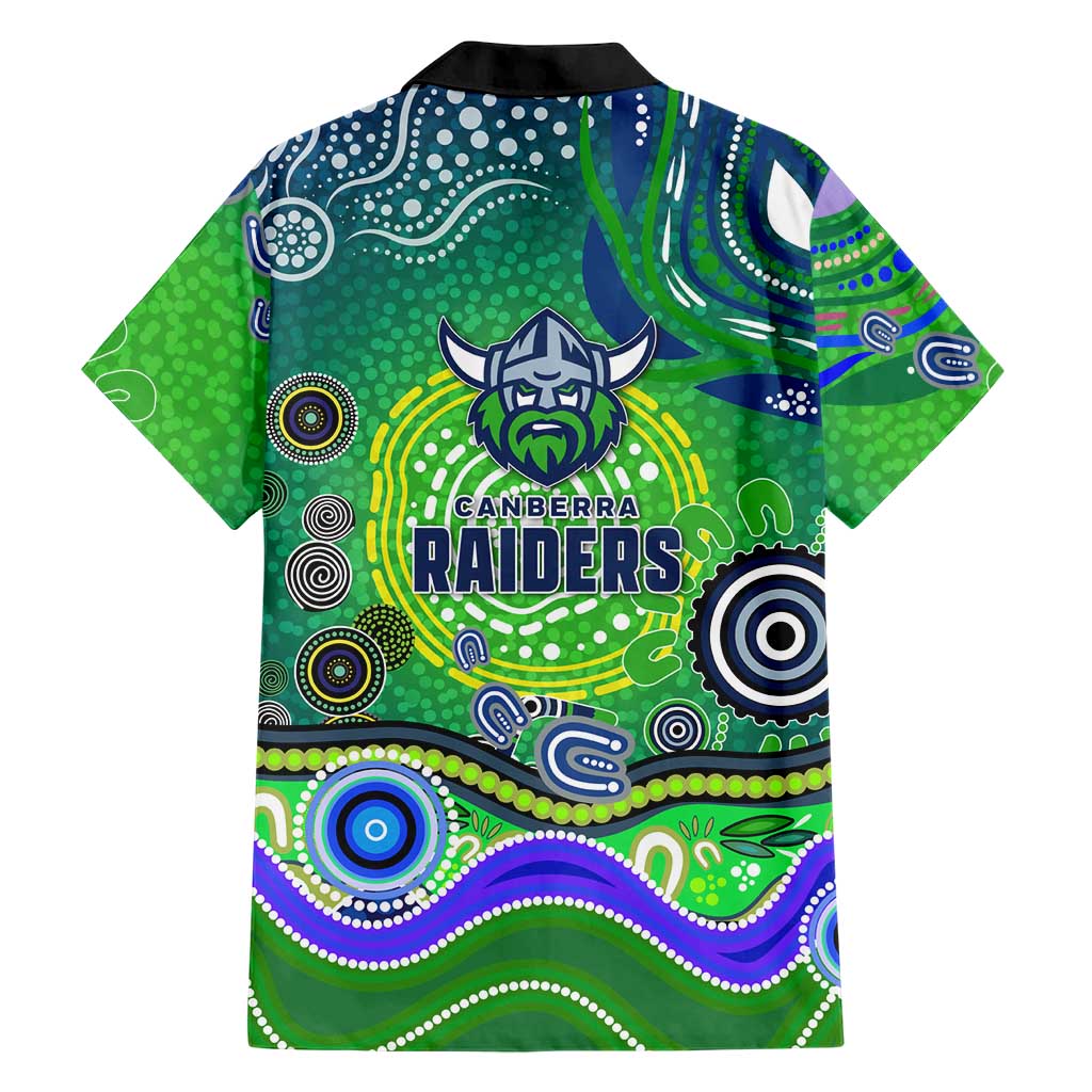 Canberra Raiders Rugby Family Matching Off Shoulder Maxi Dress and Hawaiian Shirt Australian Aboriginal Dot Painting Style