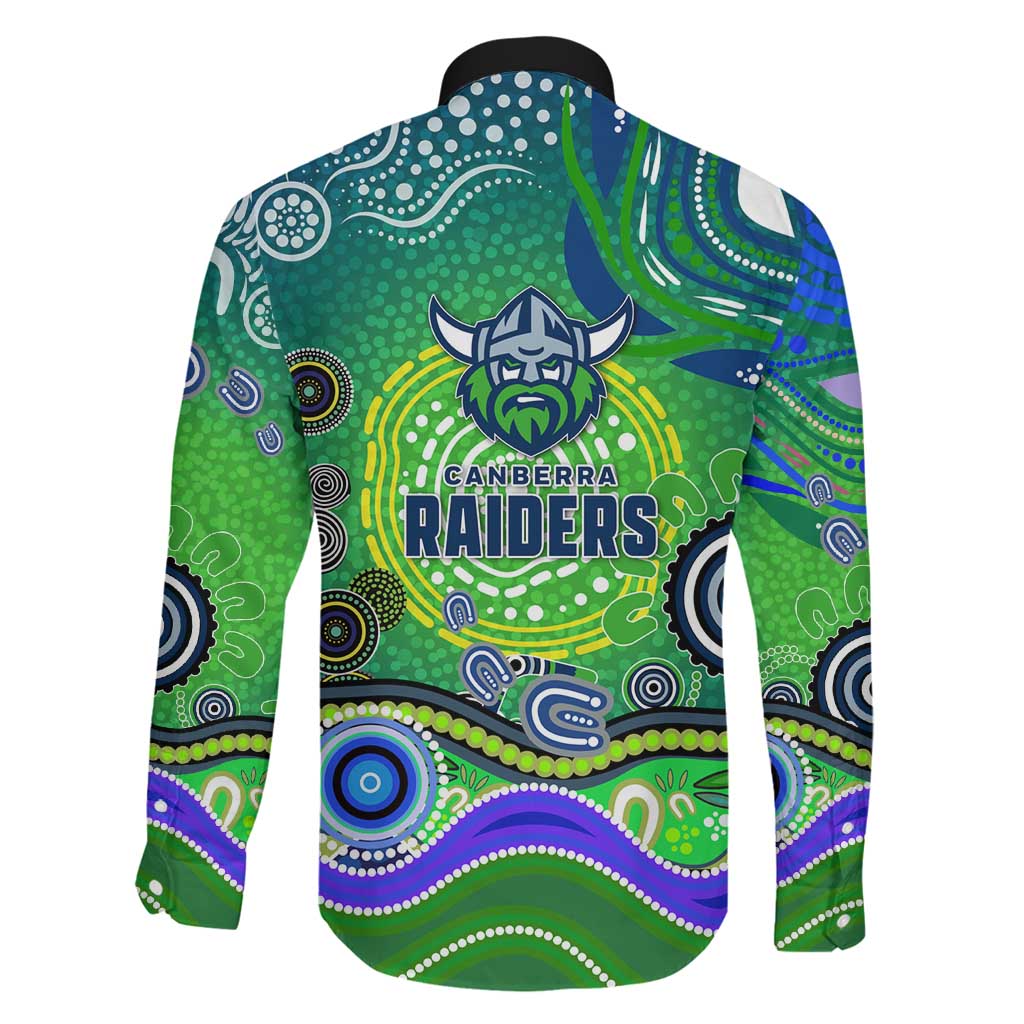 Canberra Raiders Rugby Family Matching Off Shoulder Maxi Dress and Hawaiian Shirt Australian Aboriginal Dot Painting Style