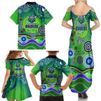 Canberra Raiders Rugby Family Matching Summer Maxi Dress and Hawaiian Shirt Australian Aboriginal Dot Painting Style
