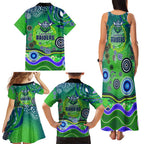 Canberra Raiders Rugby Family Matching Tank Maxi Dress and Hawaiian Shirt Australian Aboriginal Dot Painting Style