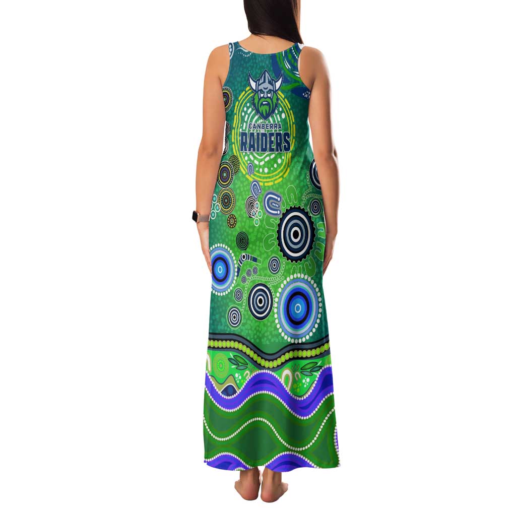 Canberra Raiders Rugby Family Matching Tank Maxi Dress and Hawaiian Shirt Australian Aboriginal Dot Painting Style