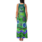 Canberra Raiders Rugby Family Matching Tank Maxi Dress and Hawaiian Shirt Australian Aboriginal Dot Painting Style