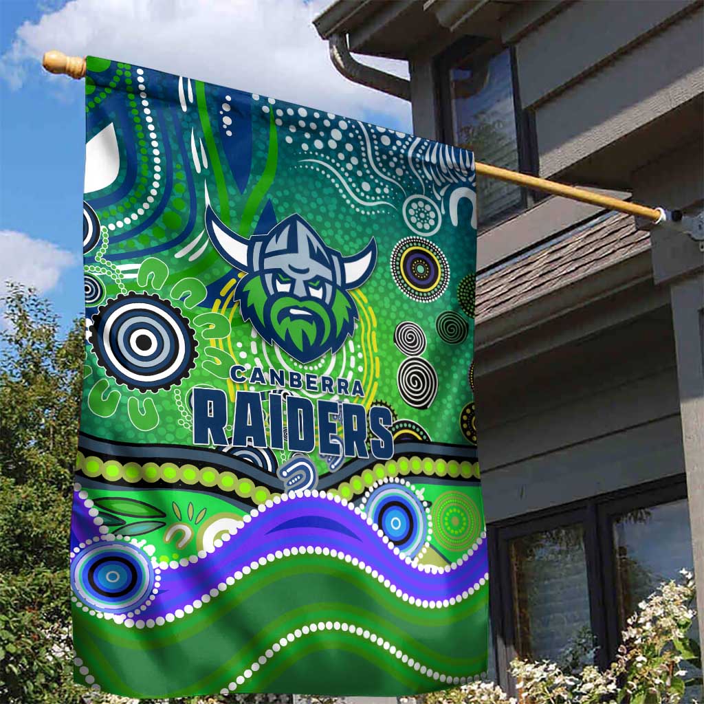 Canberra Raiders Rugby Garden Flag Australian Aboriginal Dot Painting Style