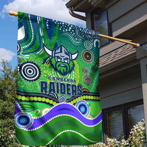 Canberra Raiders Rugby Garden Flag Australian Aboriginal Dot Painting Style