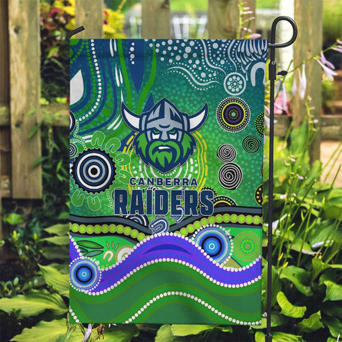 Canberra Raiders Rugby Garden Flag Australian Aboriginal Dot Painting Style
