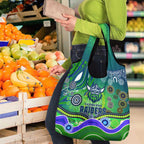 Canberra Raiders Rugby Grocery Bag Australian Aboriginal Dot Painting Style