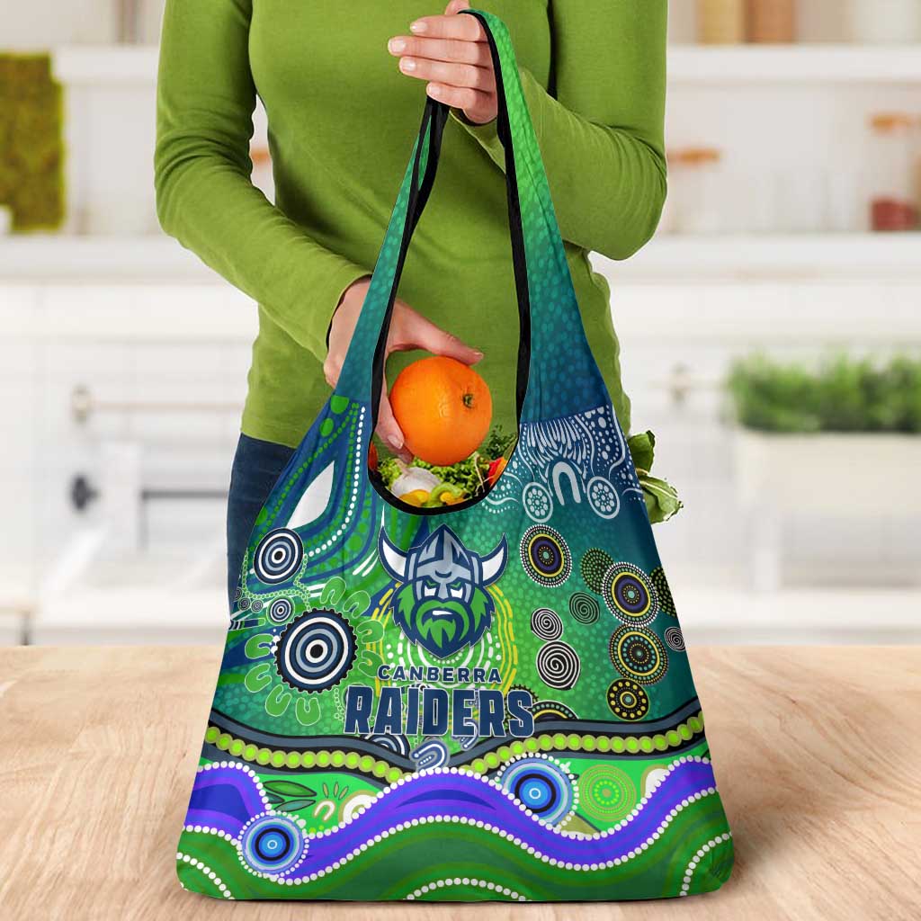 Canberra Raiders Rugby Grocery Bag Australian Aboriginal Dot Painting Style