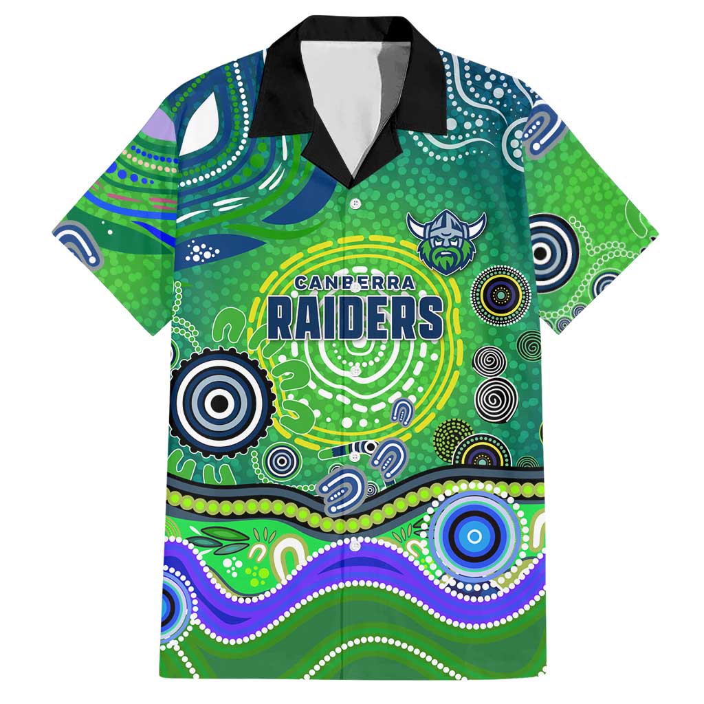Canberra Raiders Rugby Hawaiian Shirt Australian Aboriginal Dot Painting Style